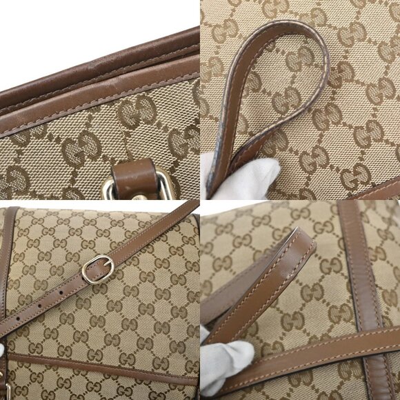 GUCCI GG Pattern 2Way Shoulder Hand Bag Canvas Leather Brown GHW Italy 34EE795 - Picture 9 of 16
